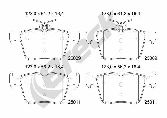 Brake Pad Set, disc brake - 25009 00 704 00 BRECK